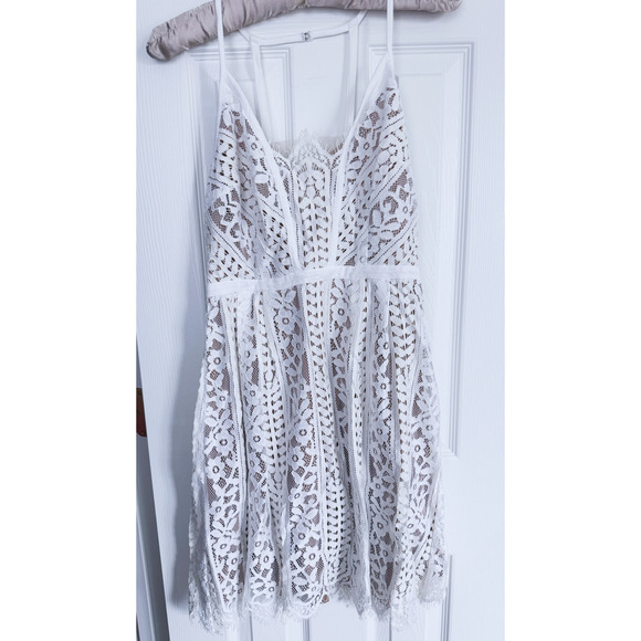 Plenty by Tracy Reese White Lace Mini Dress Overlay 10 Bridal Bachelorette Event - Picture 2 of 11
